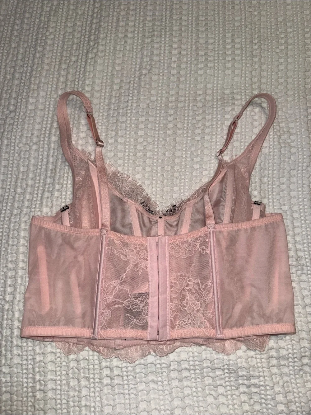 Victoria's Secret black and Pink Lace Corset Bustier size large cute sexy